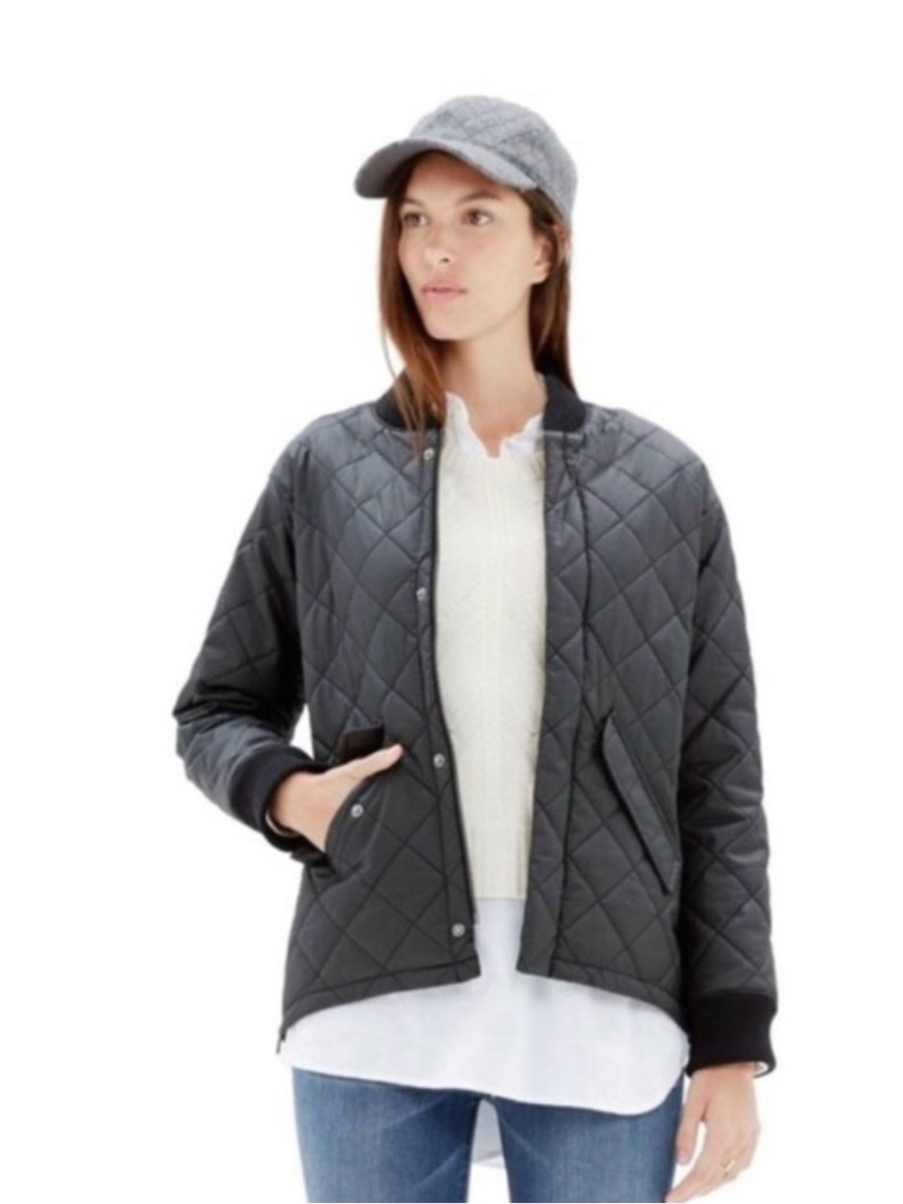 Black Madewell Quilted Sessions Bomber Jacket Women’s Size M